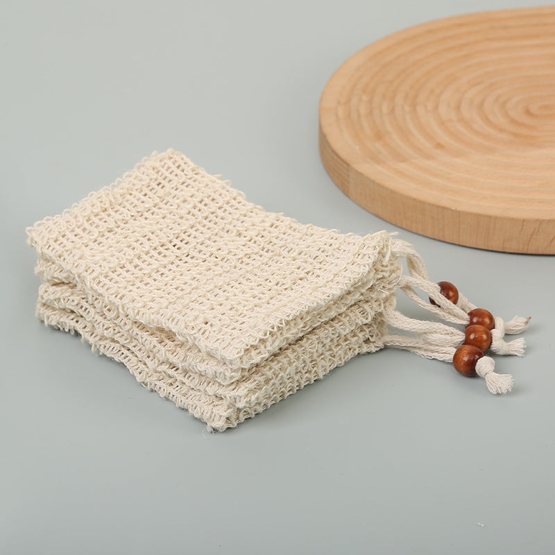 Natural Sisal Soap Saver Bag – Reusable Exfoliating Soap Pouch with Drawstring – Eco-Friendly Soap Holder & Foaming Bath Bag